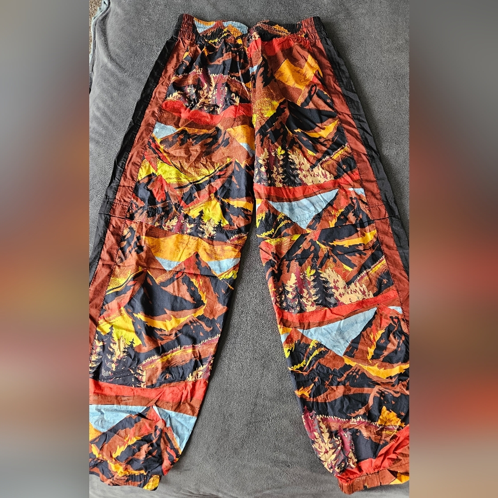 Free People Track Pants with Bold Mountian Design